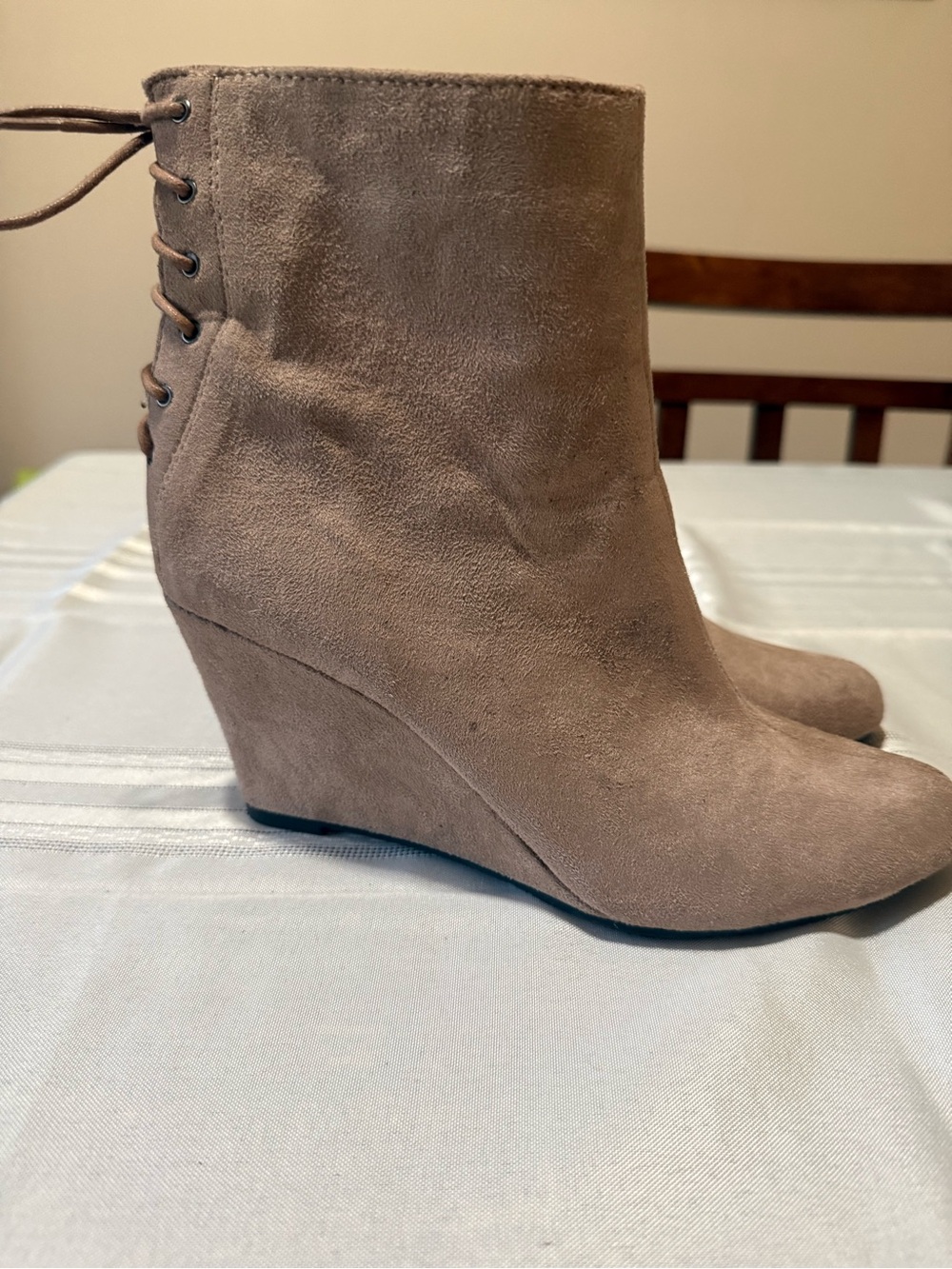2 Lips Too Taupe Lace-Up Wedge Ankle Boots 👢